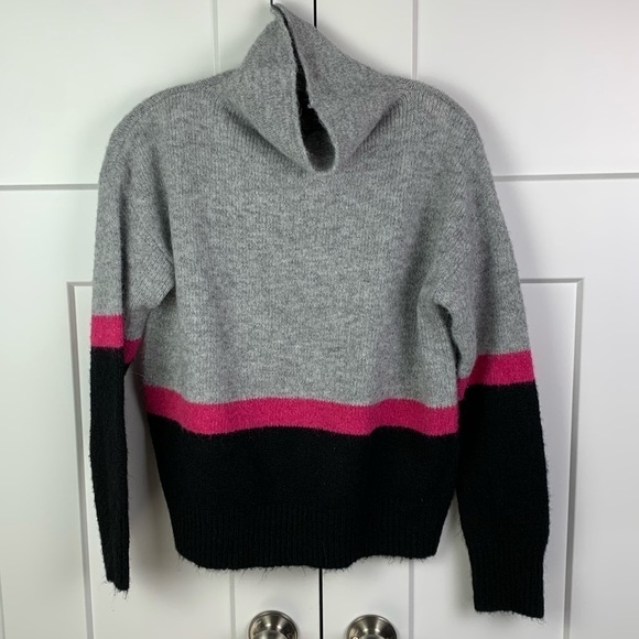 Karen Kane SMALL wool Blend Sweater Color Block Gray Pink Mock Neck - Picture 1 of 6